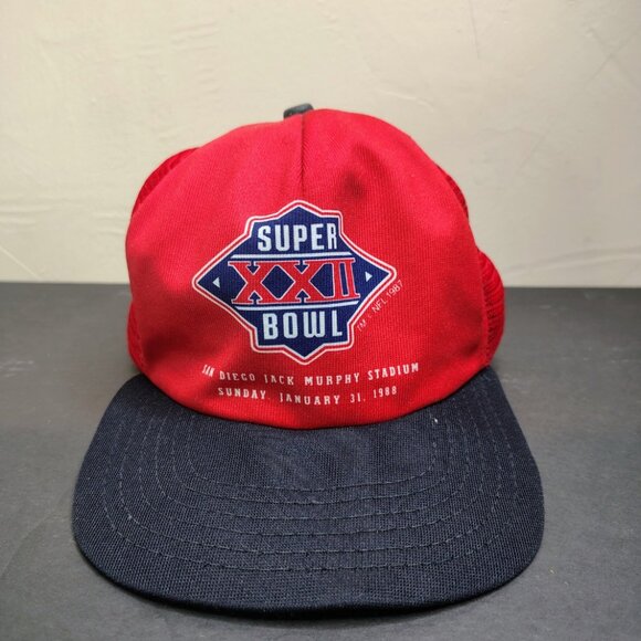 Vintage Super Bowl XXII New Era Hat Cap Snap Back Mesh Trucker Football NFL Mens - Picture 7 of 12